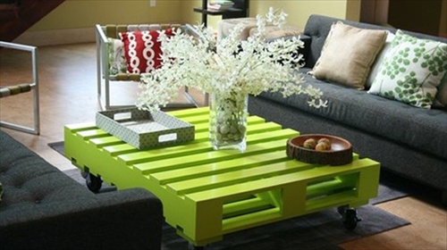 Table basse peinte en vert laqué