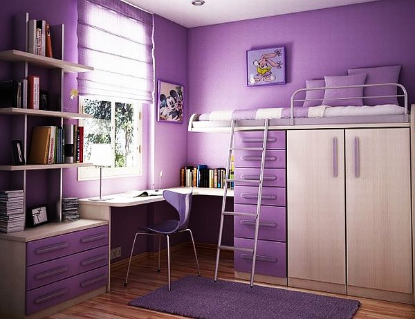 idée déco violet chambre ado fille lit superposé