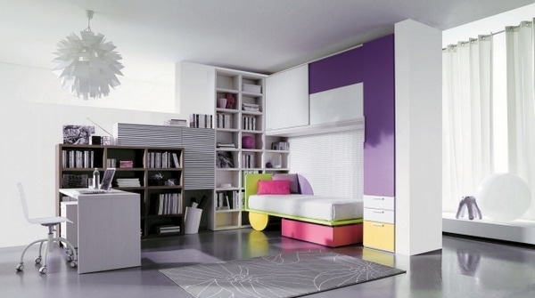 chambre adolescente fille violet blanc