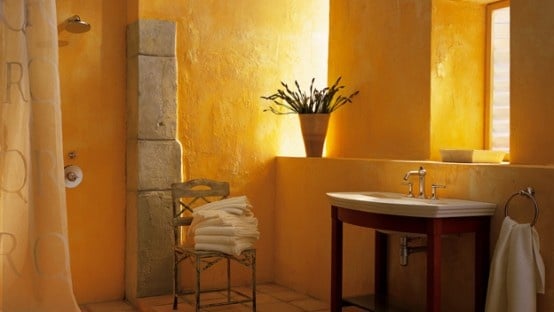 salle de bain méditerranéenne jaune orange salle-de-bains-jaune-10