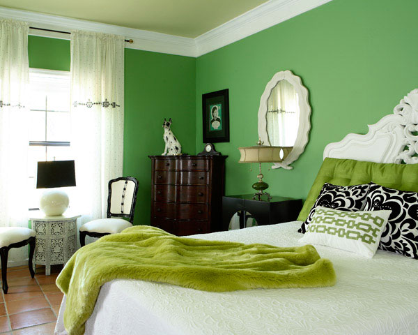 chambres de style traditionnel décorée en vert