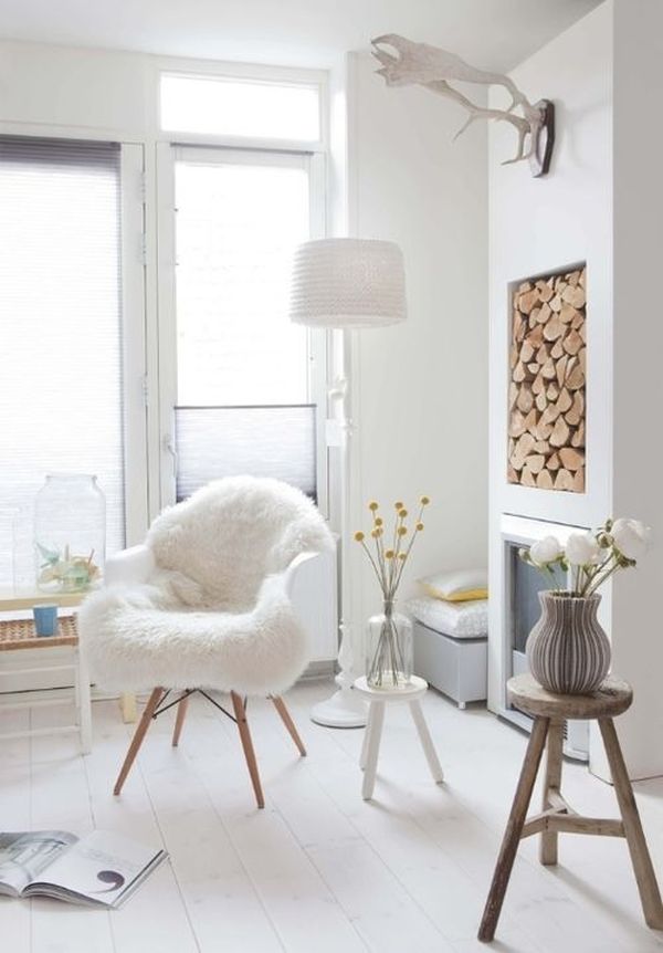 idée rangement bois dans intérieur scandinave