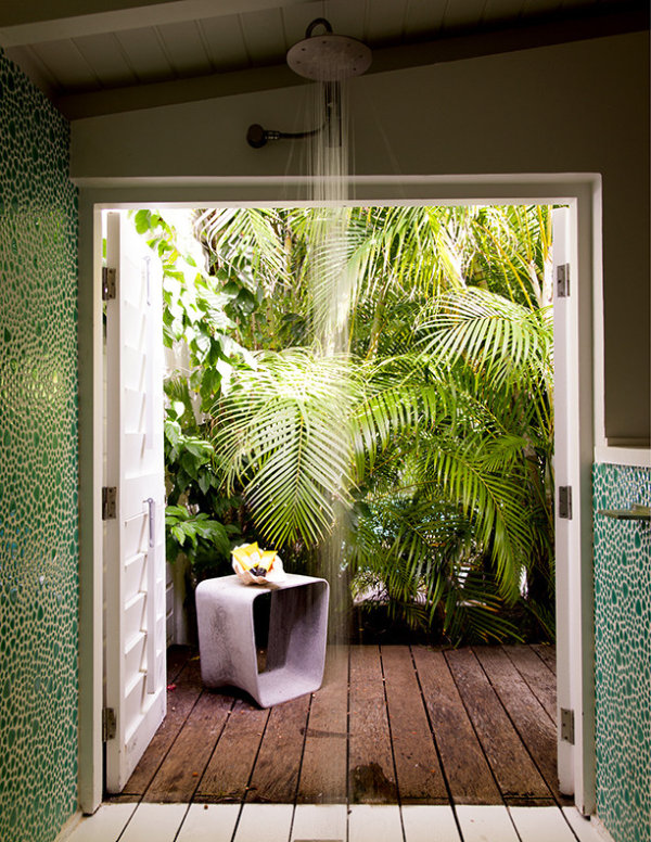 douche avec jardin tropical