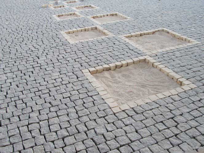 Mosaïque de pavés en granit 10x10 cm