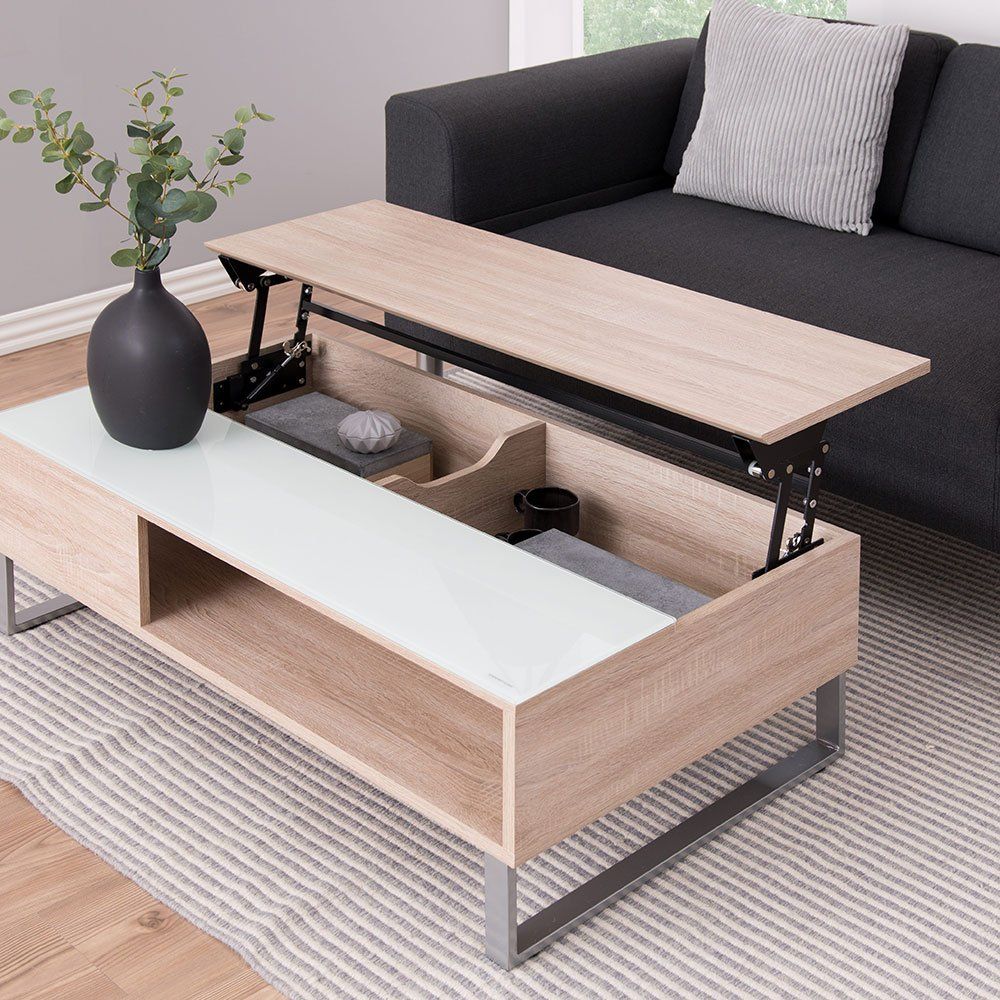 table basse relevable pour gagner de la place dans le salon